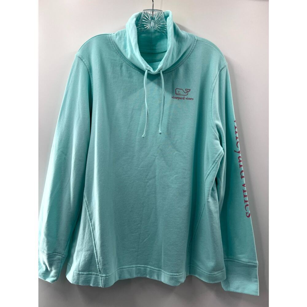 Vineyard Vines Women's Green Long Sleeve Mock Neck Pullover Sweatshirt Large